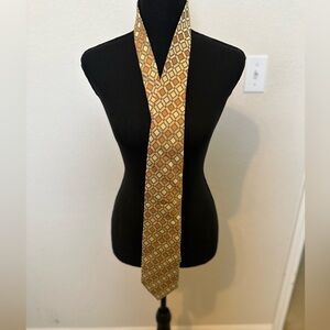 Hermoso 59” Men’s Tie 100%‎ Silk Hand Made Orange Yellow